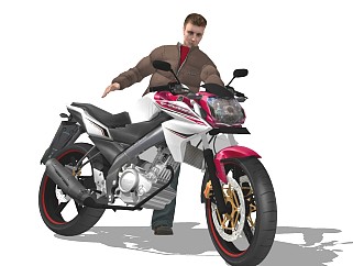 骑摩托车精细人物模型 (1)